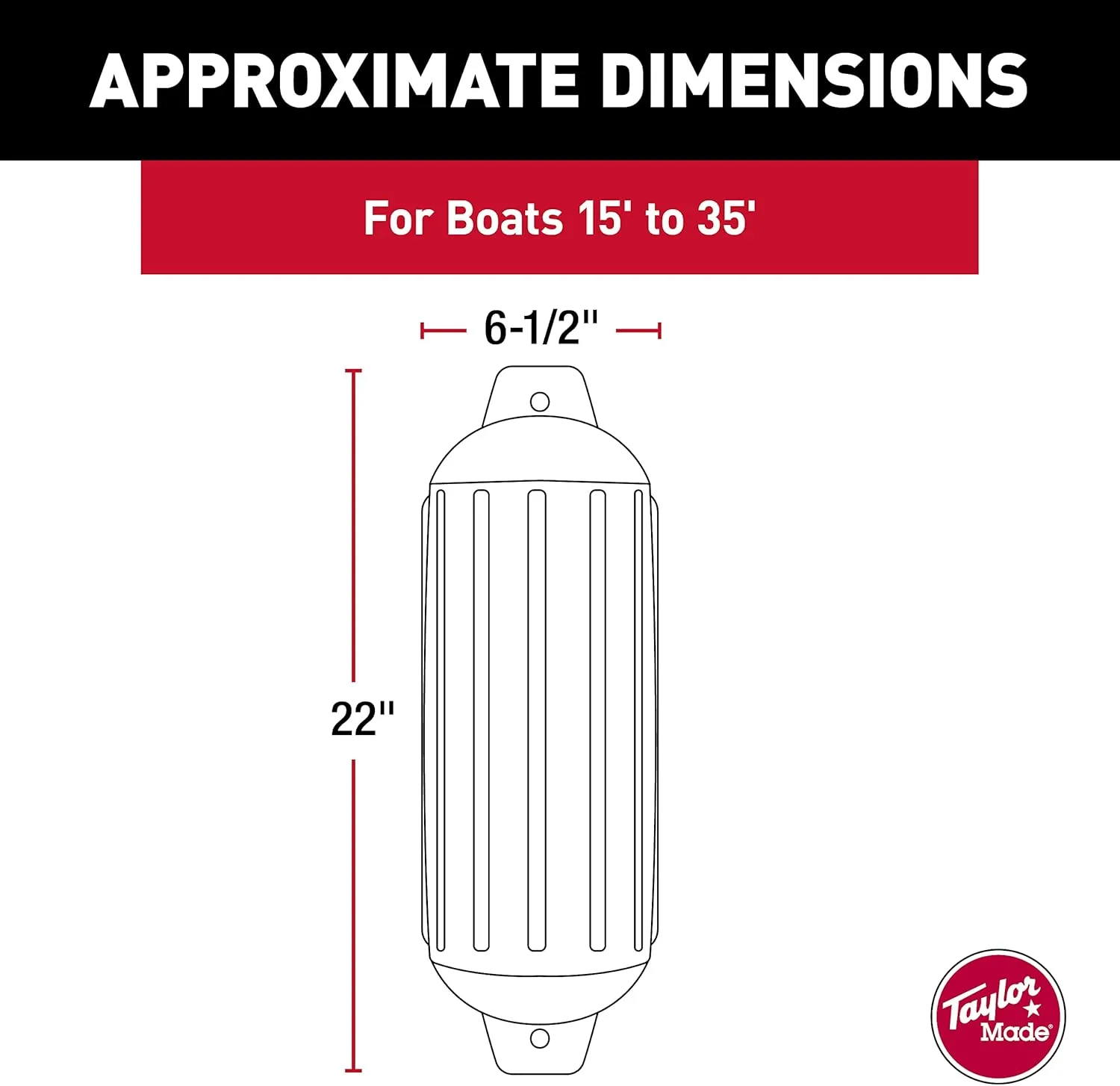 Taylor Made Products 950622 Super Gard Inflatable Vinyl Boat Fender, 6.5 x 22 inch, White