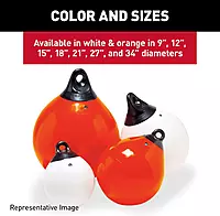 Taylor Made Tuff End Buoy, Orange (21") – Flexible, Strong, Marine-Grade Vinyl Buoy for 25-40 Foot Boats – Easy-to-use