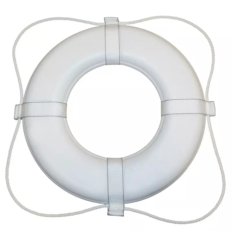 Taylor Made Vinyl Coated Foam Life Ring with White Grab Lines, White (20") – Puncture, tear