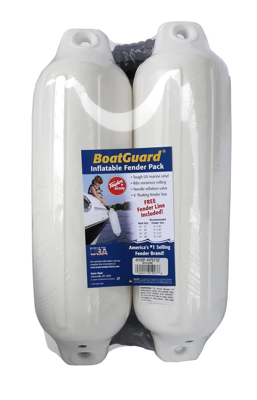 TAYLOR MADE PRODUCTS Taylor Made 310152P Fender Kit - 5" x 18", White with Black Rope