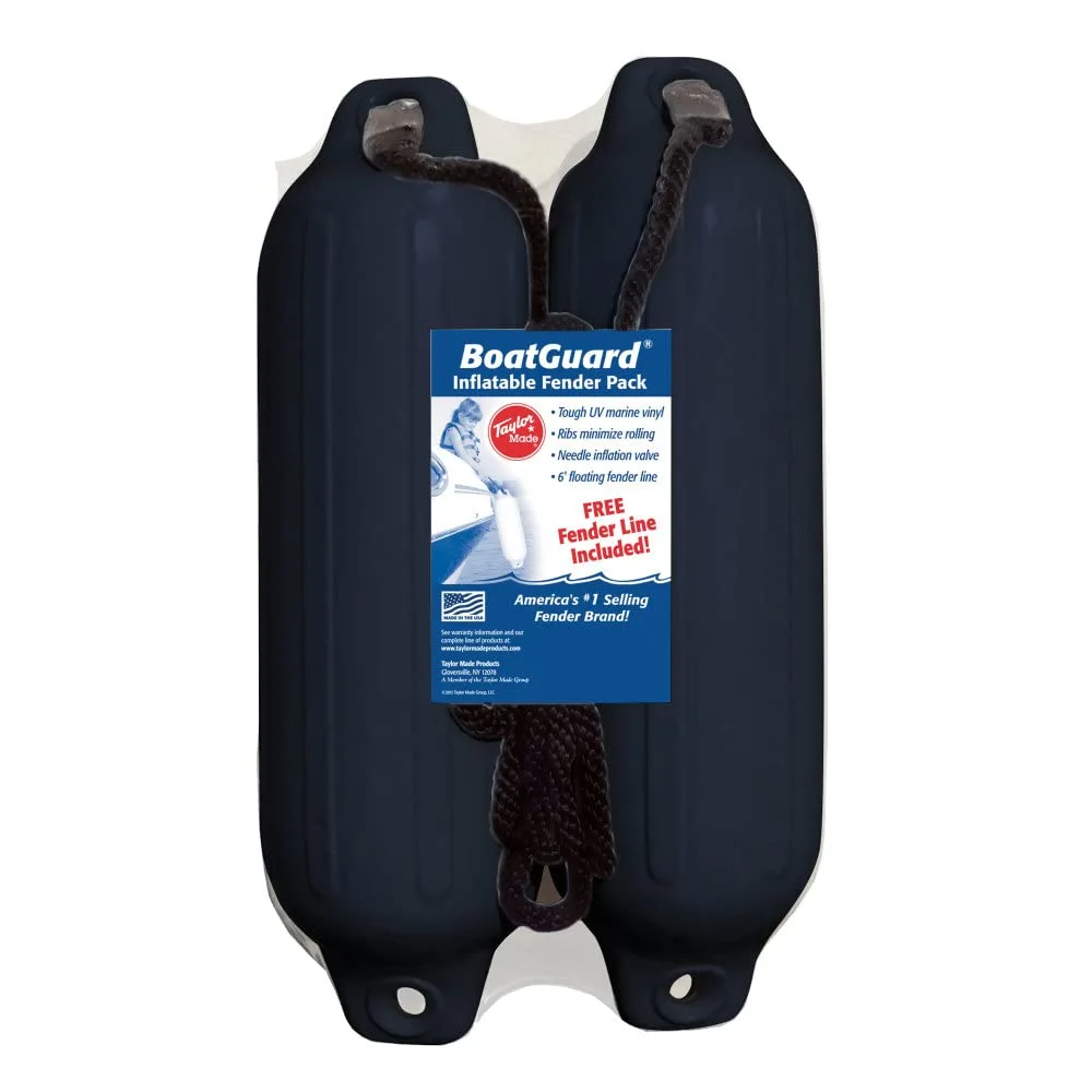 TaylorMade Boat Guard Fender Kit 5 x 18 in - 2 Pack, Black w/ Black Rope