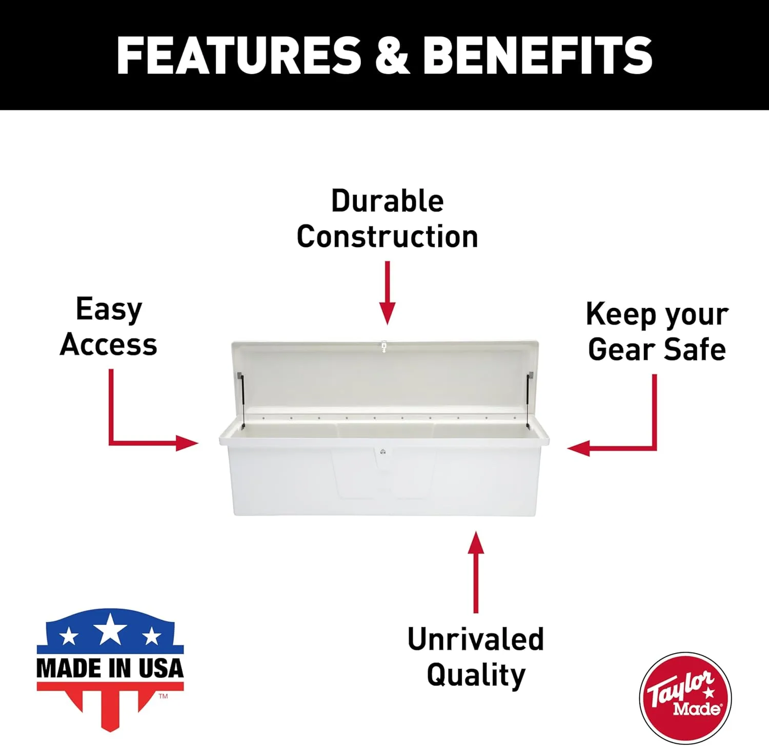 TAYLOR MADE Stow 'N Go Dock Box - Large 24 x 85 x 22 Inch - White