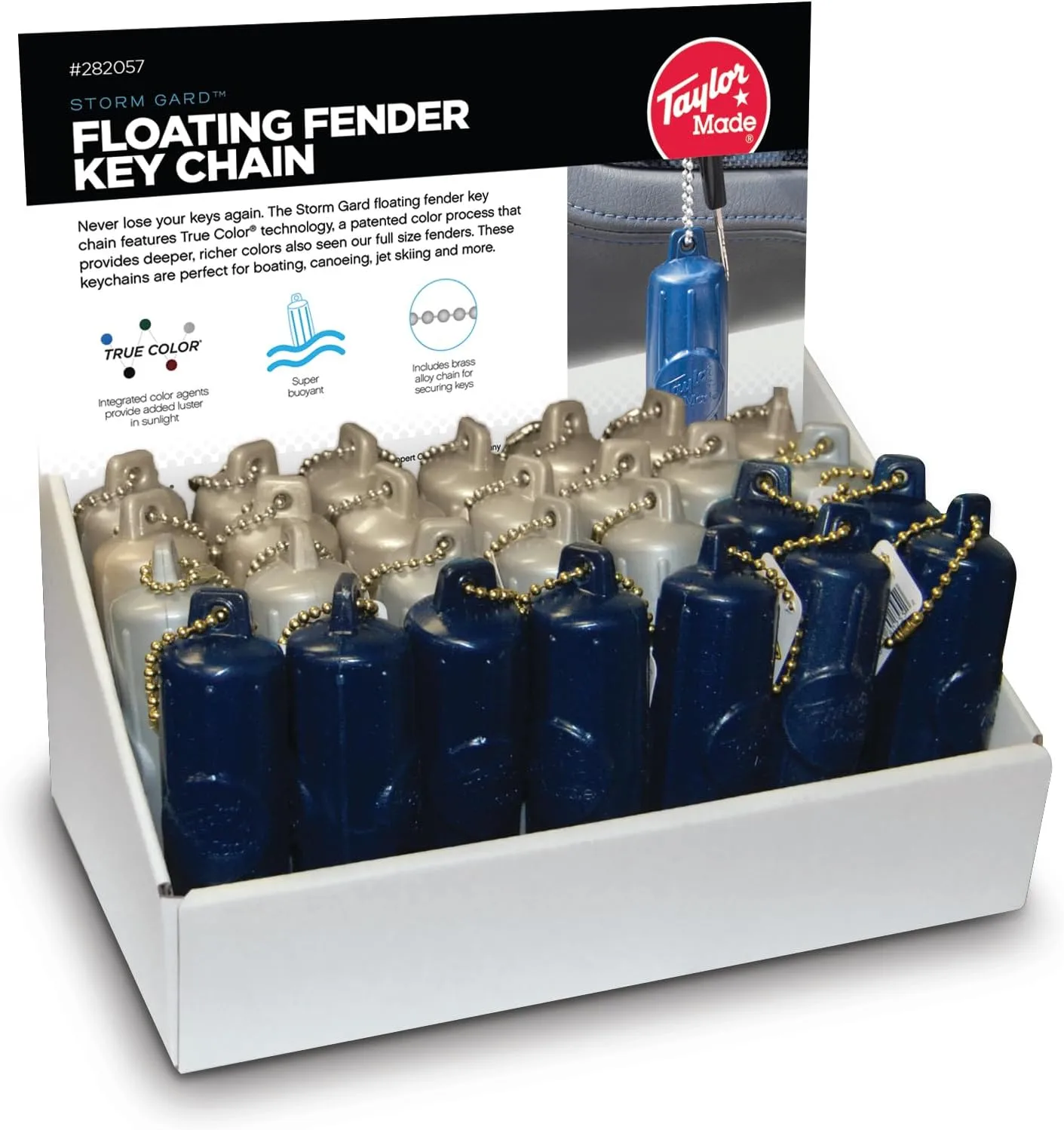TaylorMade Mini Fender Key Chain Float - 28 Pack, Gold/Silver/Navy