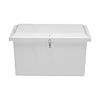 TAYLOR MADE Stow 'N Go Small Fiberglass Deep Dock Box, White (27"H x 46"W x 26"D)