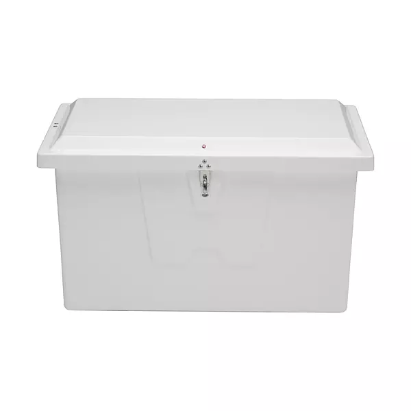 TAYLOR MADE Stow 'N Go Small Fiberglass Deep Dock Box, White (27"H x 46"W x 26"D)