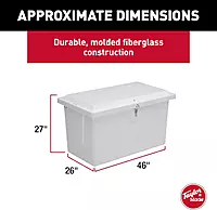 TAYLOR MADE Stow 'N Go Small Fiberglass Deep Dock Box, White (27"H x 46"W x 26"D)