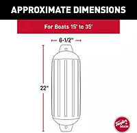 Taylor Made Products 950622 Super Gard Inflatable Vinyl Boat Fender, 6.5 x 22 inch, White