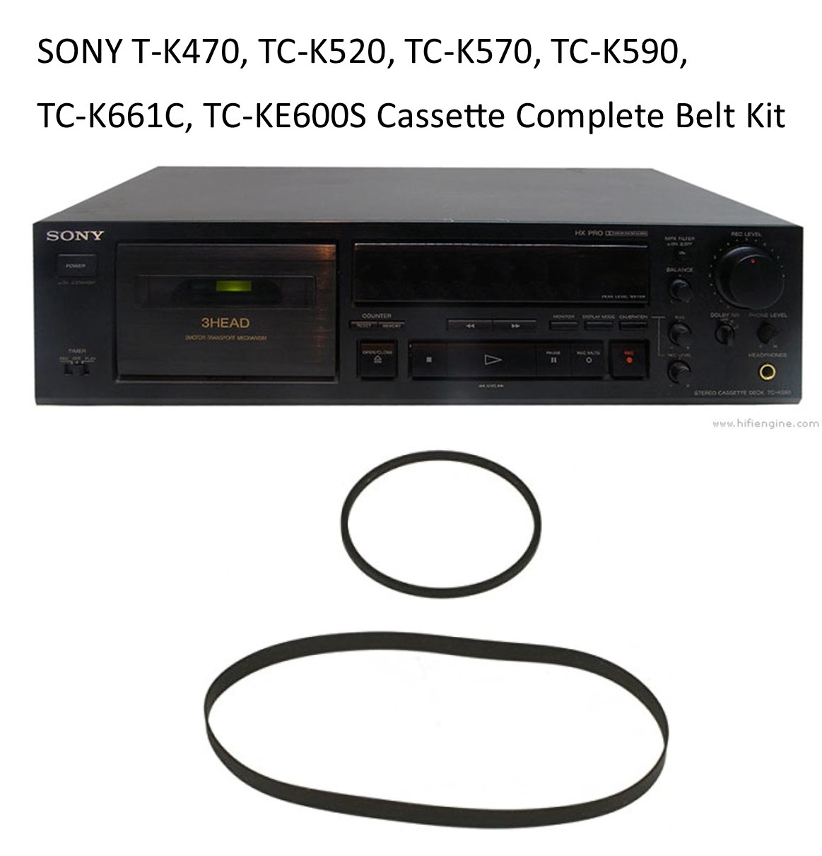 SONY TC-K470, TC-K520, TC-K570, TC-K590, TC-K661S, TC-KE600S Cassette Belt Kit SONY TC-K470, TC-K520, TC-K570, TC-K590, TC-K661S, TC-KE600S Cassette Belt Kit