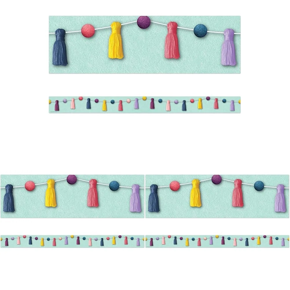 Teacher Created Resources Oh Happy Day Pom-Poms and Tassels Straight Border Trim (Pack of 12 Pieces)