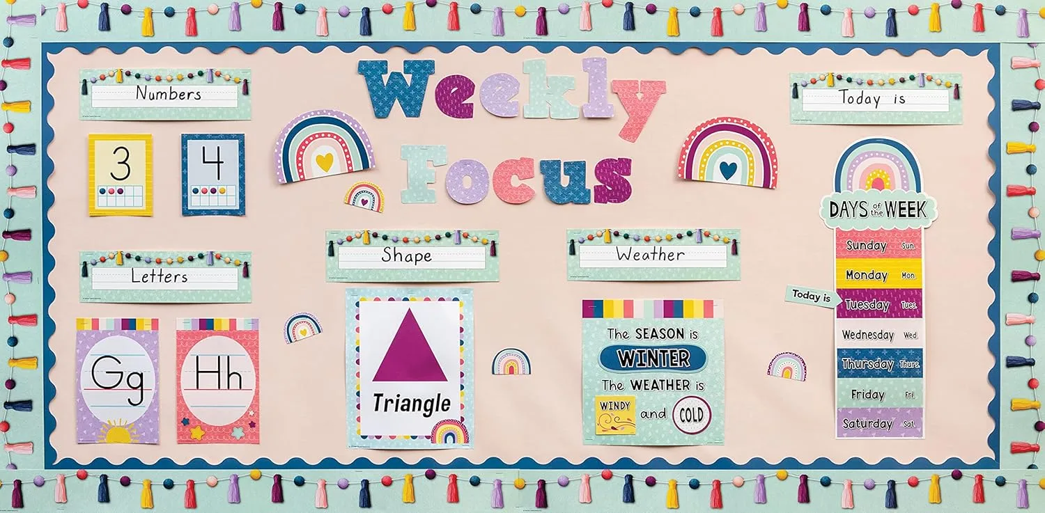 Teacher Created Resources Oh Happy Day Pom-Poms and Tassels Straight Border Trim (Pack of 12 Pieces)