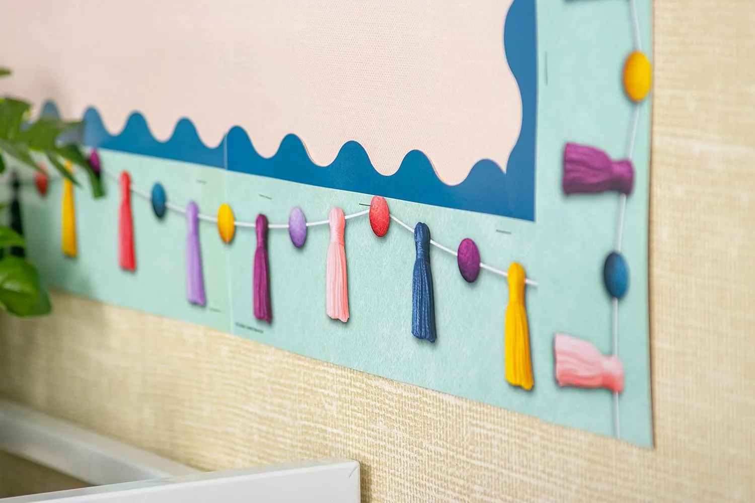Teacher Created Resources Oh Happy Day Pom-Poms and Tassels Straight Border Trim (Pack of 12 Pieces)