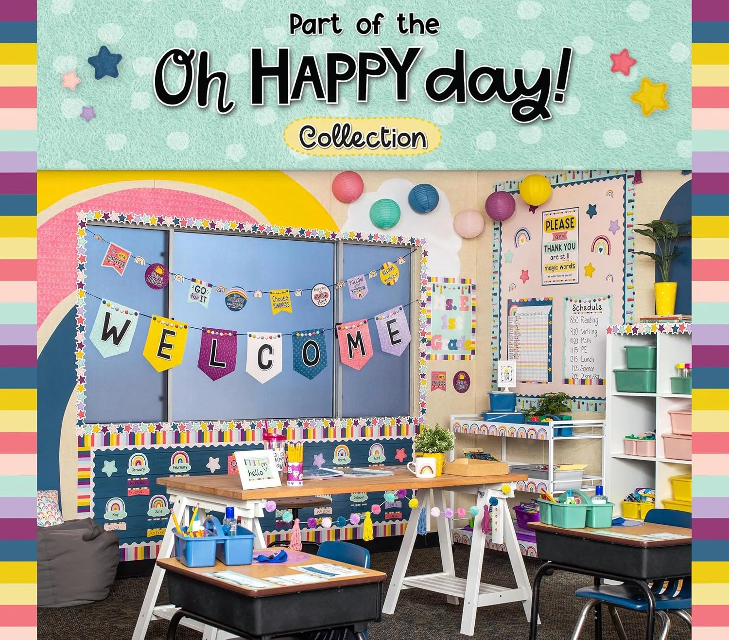 Teacher Created Resources Oh Happy Day Pom-Poms and Tassels Straight Border Trim (Pack of 12 Pieces)