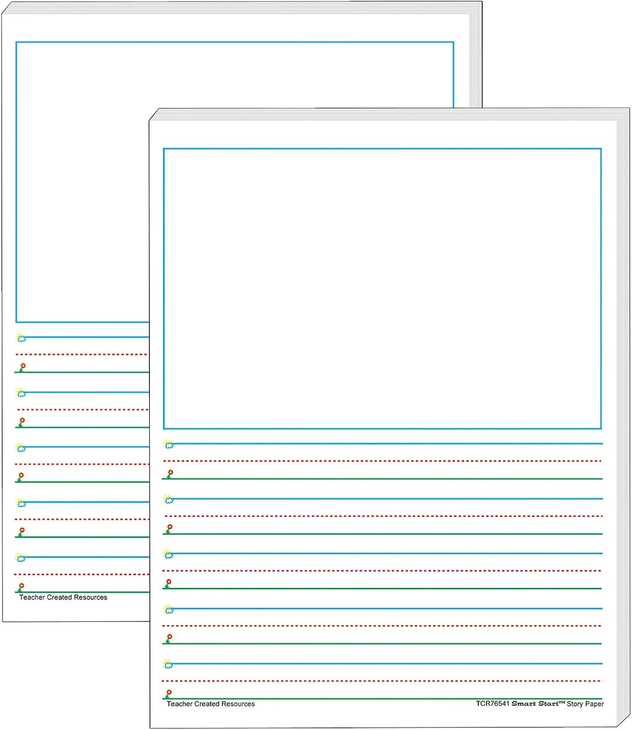 Teacher Created Resources Smart Start 1-2 Story Paper, 8-1/2in x 11in, Primary Rule, White, 100 Sheets Per Pack