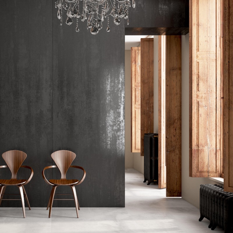 Placare tip Kerlite slim, TECHLAM BLAZE DARK 3000 x 1000 x 3 mm, porcelain by LEVANTINA