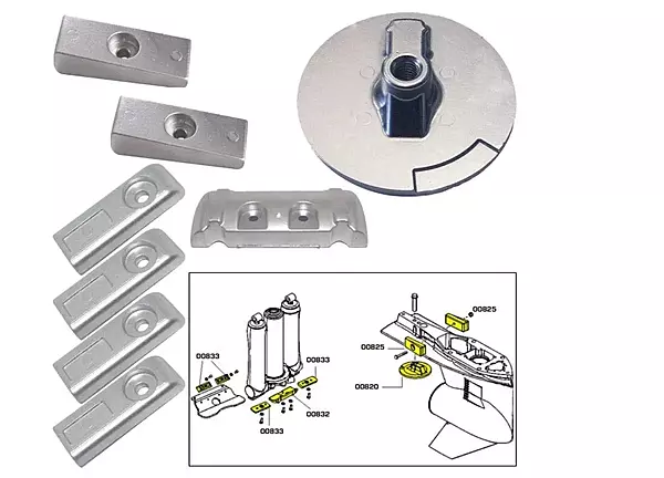 Tecnoseal Anode Kit w/Hardware - Mercury Verado 6 - Aluminum