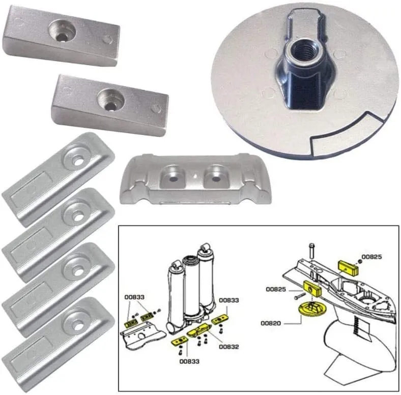 Tecnoseal Anode Kit w/Hardware - Mercury Verado 6 - Aluminum