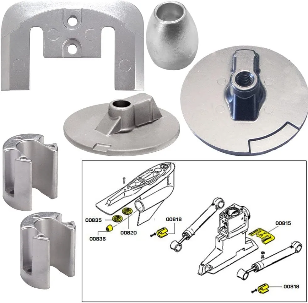 Tecnoseal Anode Kit w/Hardware - Mercury Bravo 3 2004-Present - Magnesium