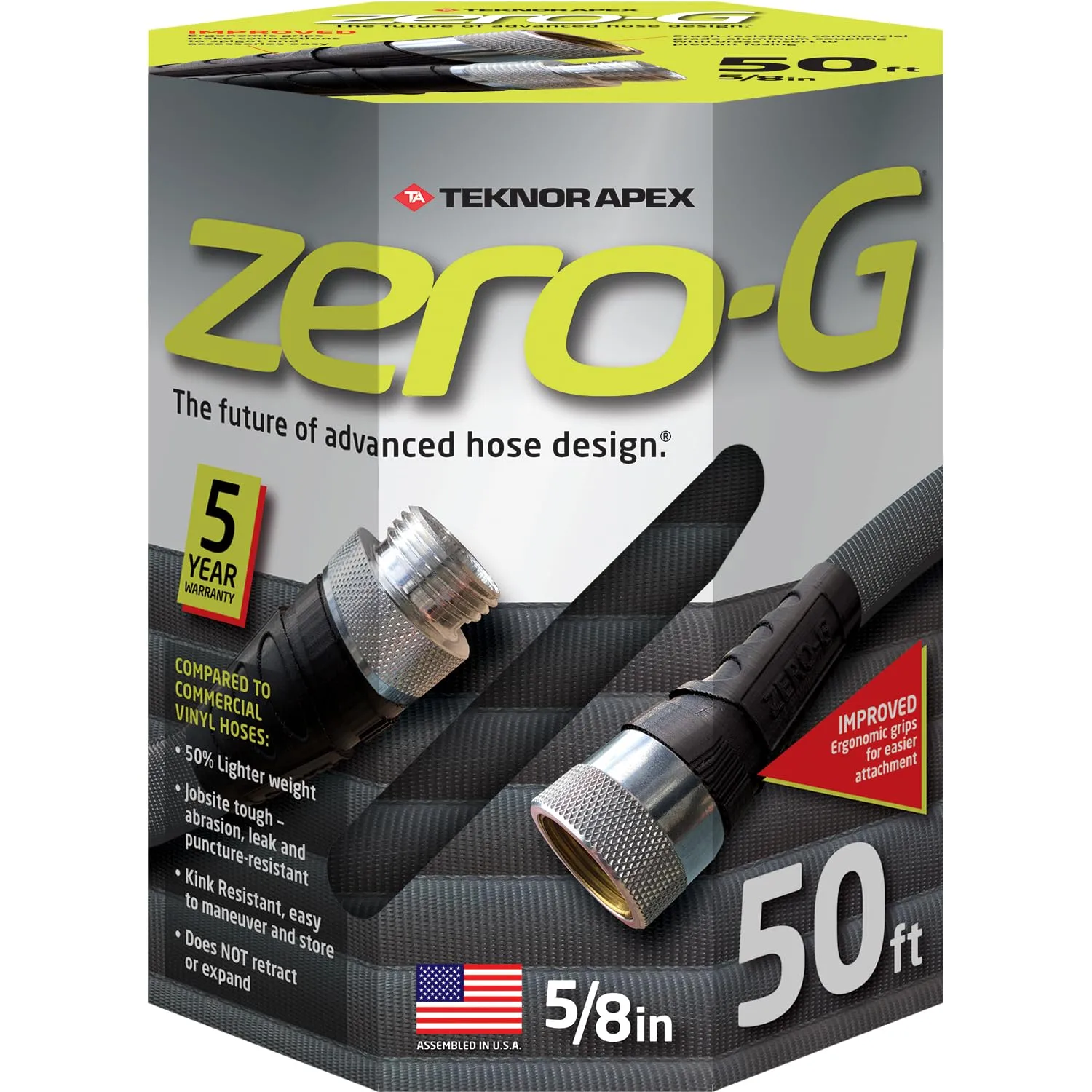 zero-G 4001-50 Lightweight, Kink-Free 5/8" x 50' Garden Hose, Black