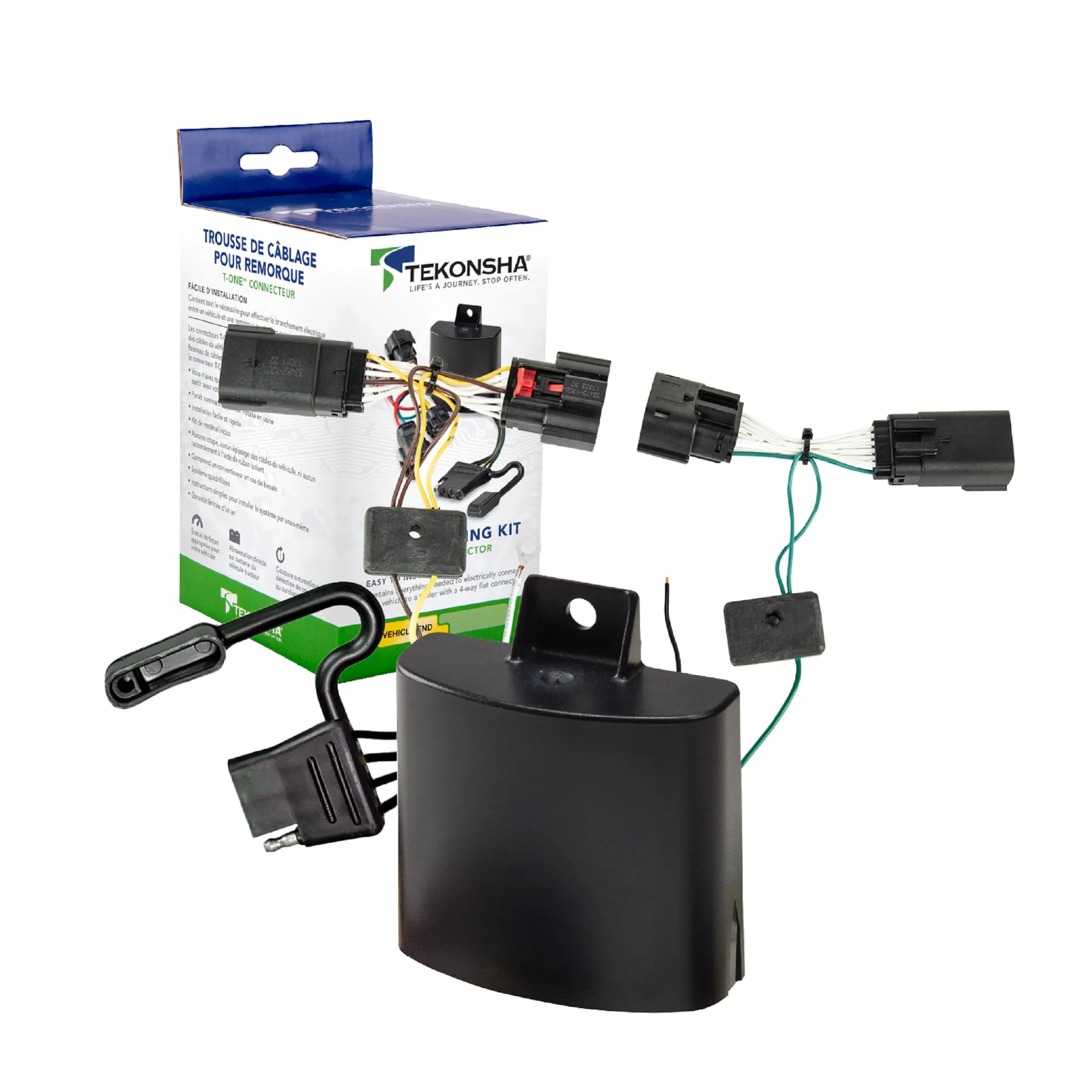 Tekonsha 118786 T-One® T-Connector Custom Harness, 4-Way Flat, w/Circuit Protected ModuLite® HD Module, Compatible with 2020-2024 Jeep Gladiator, 2018-2024 Jeep Wrangler.