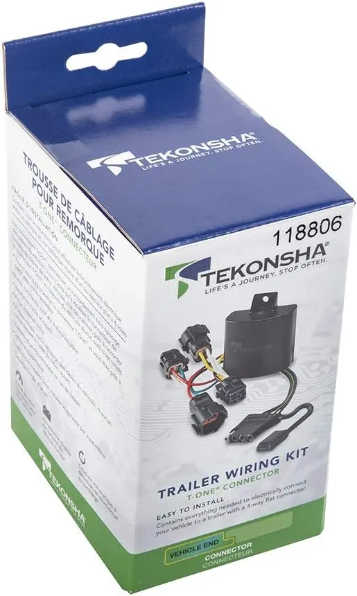 Tekonsha T-One® T-Connector Harness, 4-Way Flat, Compatible with Select Ford Edge
