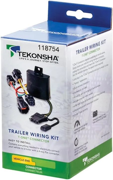 Tekonsha T-One® T-Connector Harness, 4-Way Flat, Compatible with Select Volkswagen Atlas
