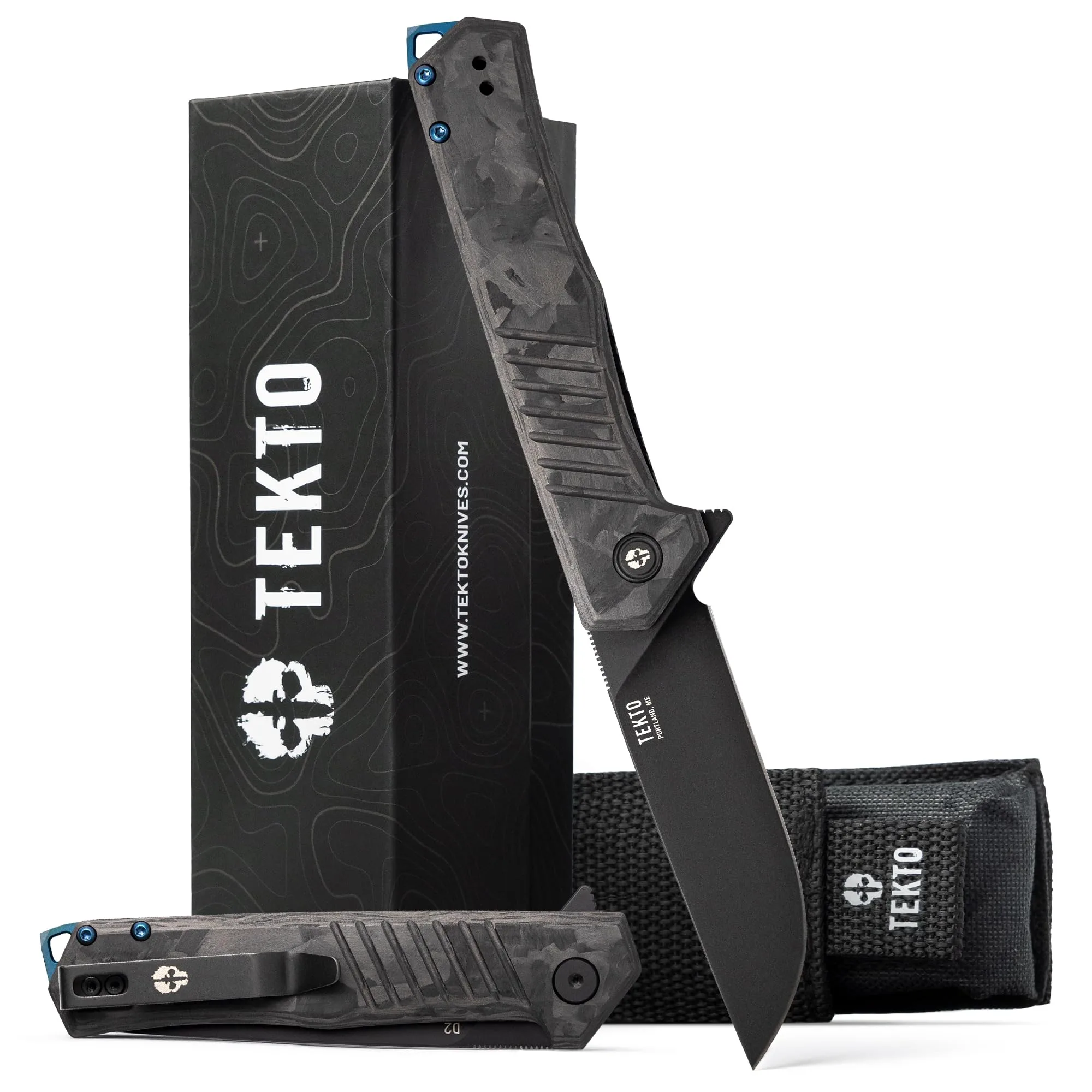 TEKTO F1 Alpha Folding Pocket Knife - 3.1" Titanium-Coated D2 Steel, G10 & Carbon Fiber Handle