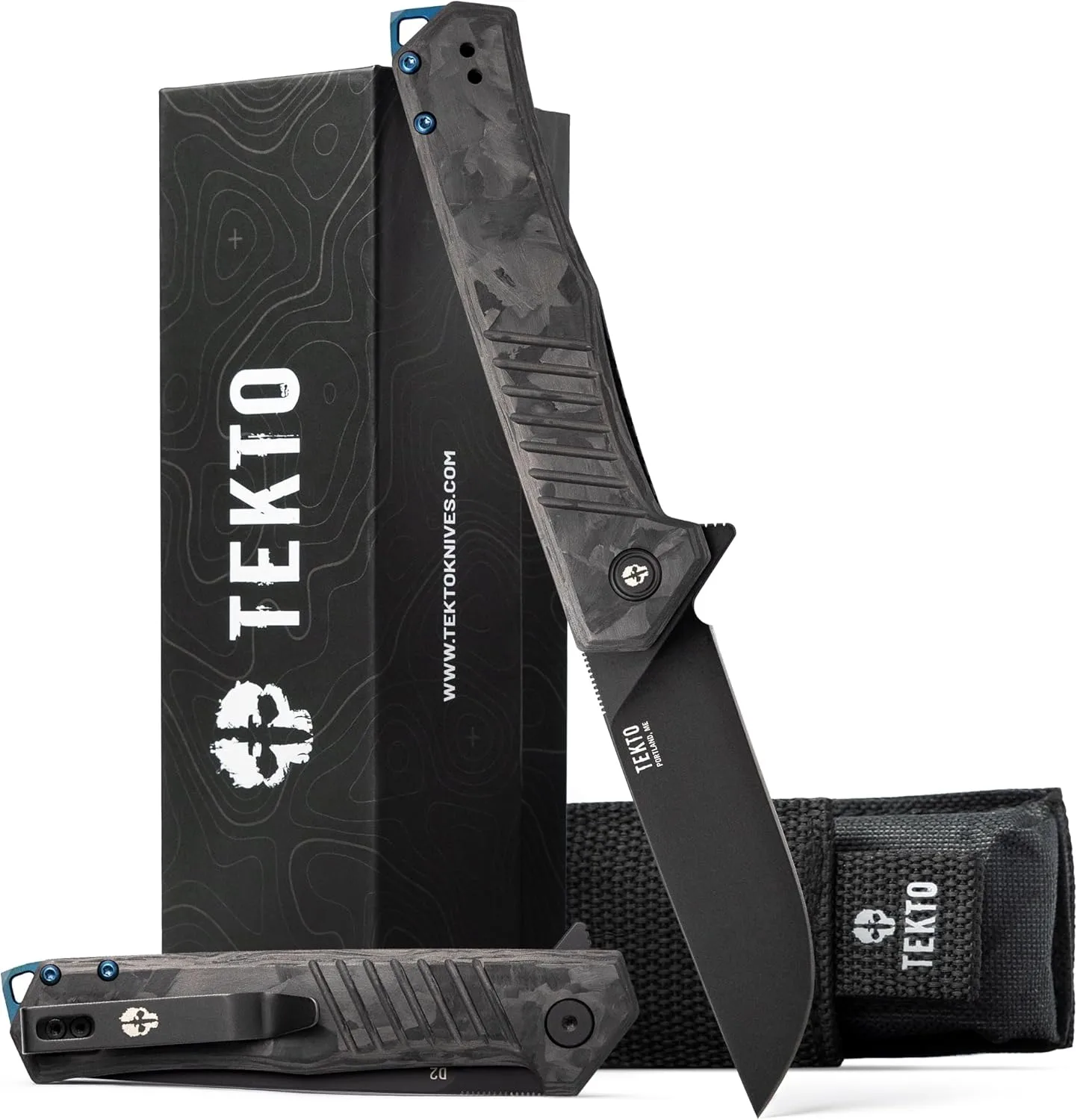 TEKTO F1 Alpha Folding Pocket Knife - 3.1" Titanium-Coated D2 Steel, G10 & Carbon Fiber Handle