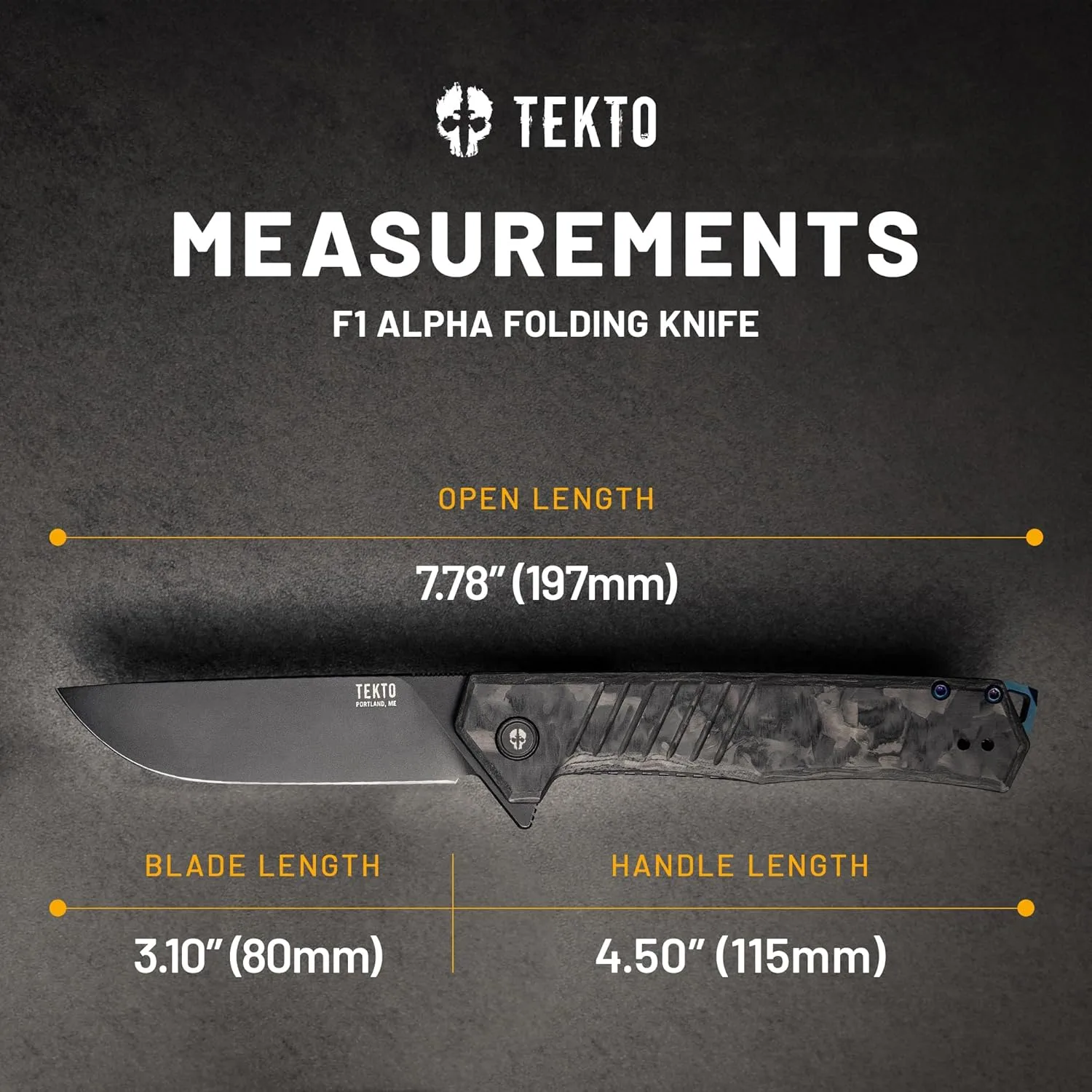 TEKTO F1 Alpha Folding Pocket Knife - 3.1" Titanium-Coated D2 Steel, G10 & Carbon Fiber Handle