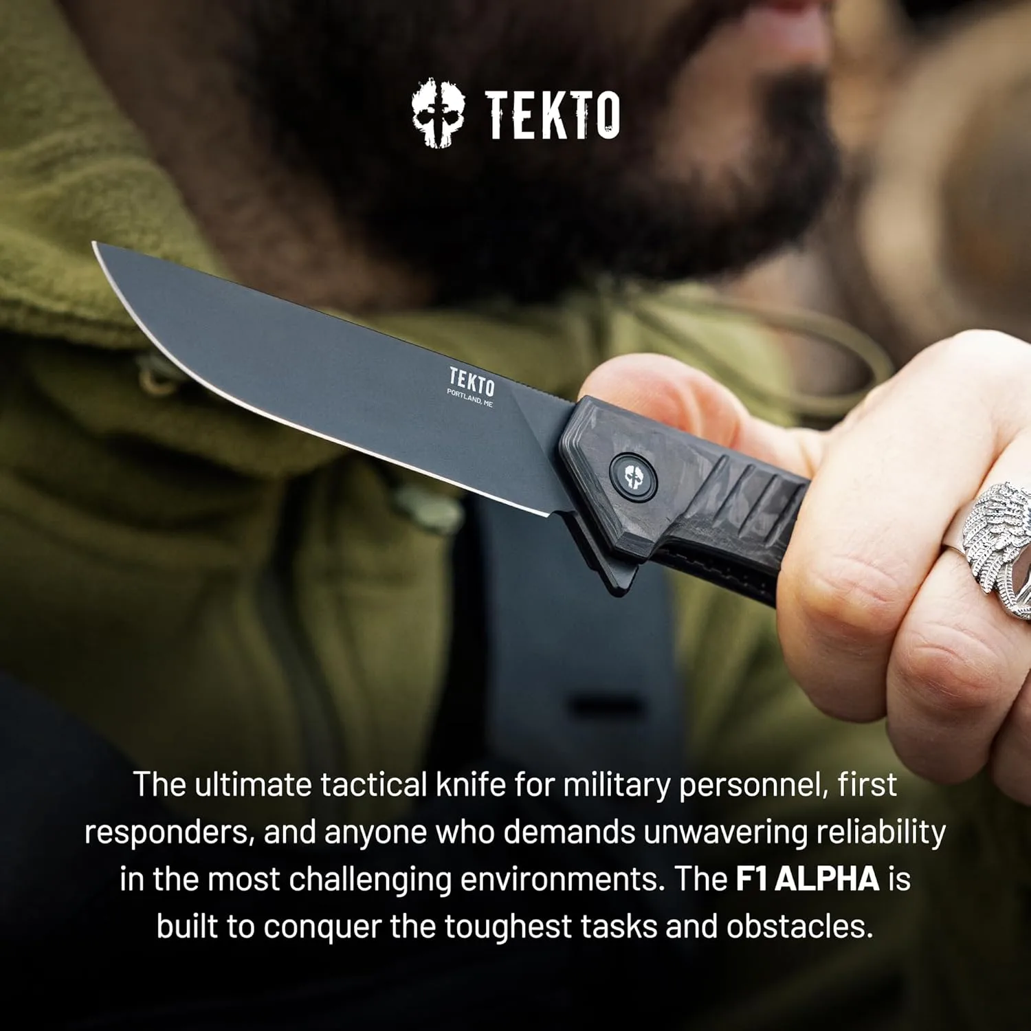 TEKTO F1 Alpha Folding Pocket Knife - 3.1" Titanium-Coated D2 Steel, G10 & Carbon Fiber Handle