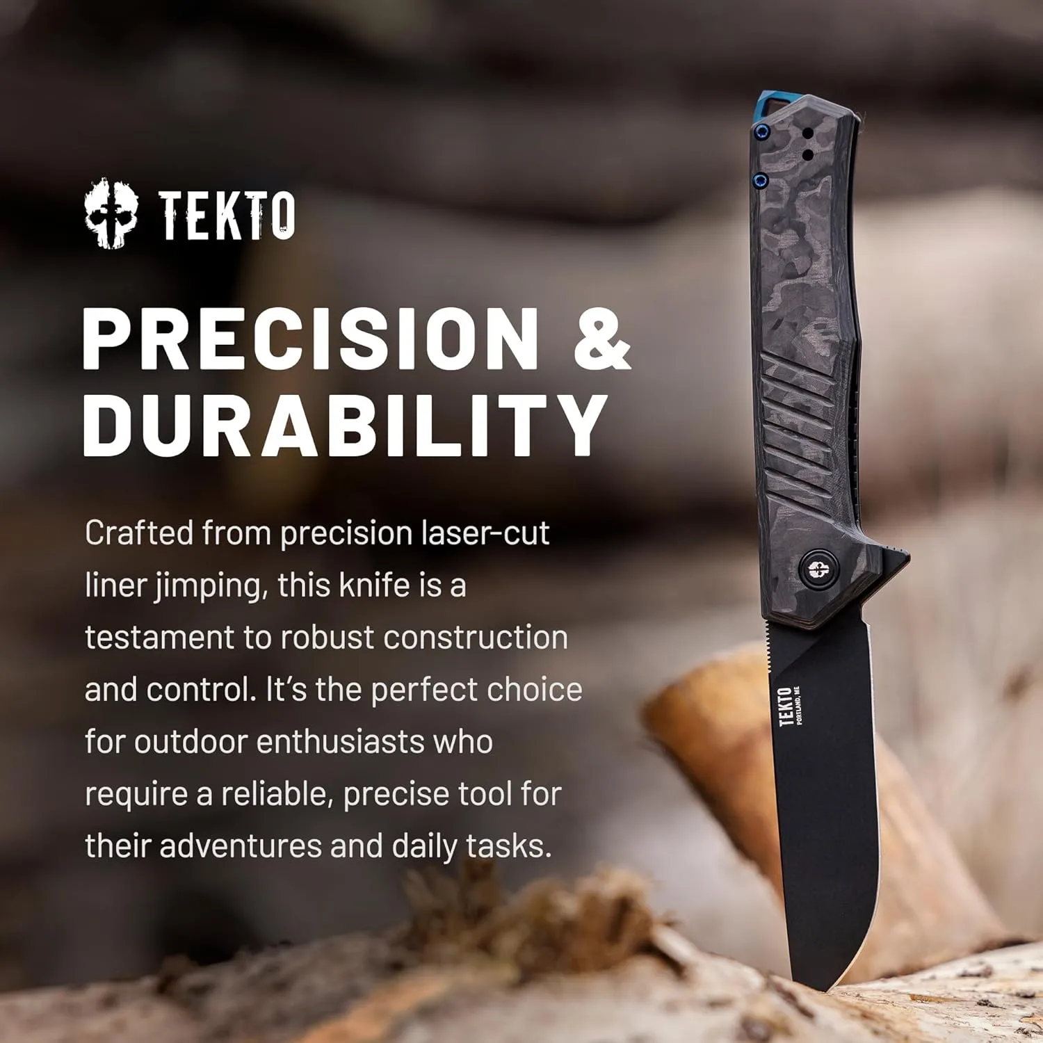 TEKTO F1 Alpha Folding Pocket Knife - 3.1" Titanium-Coated D2 Steel, G10 & Carbon Fiber Handle
