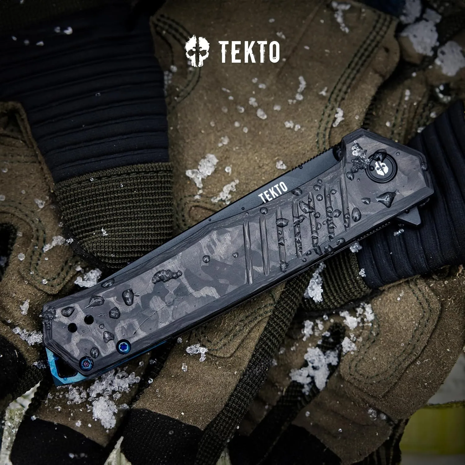 TEKTO F1 Alpha Folding Pocket Knife - 3.1" Titanium-Coated D2 Steel, G10 & Carbon Fiber Handle