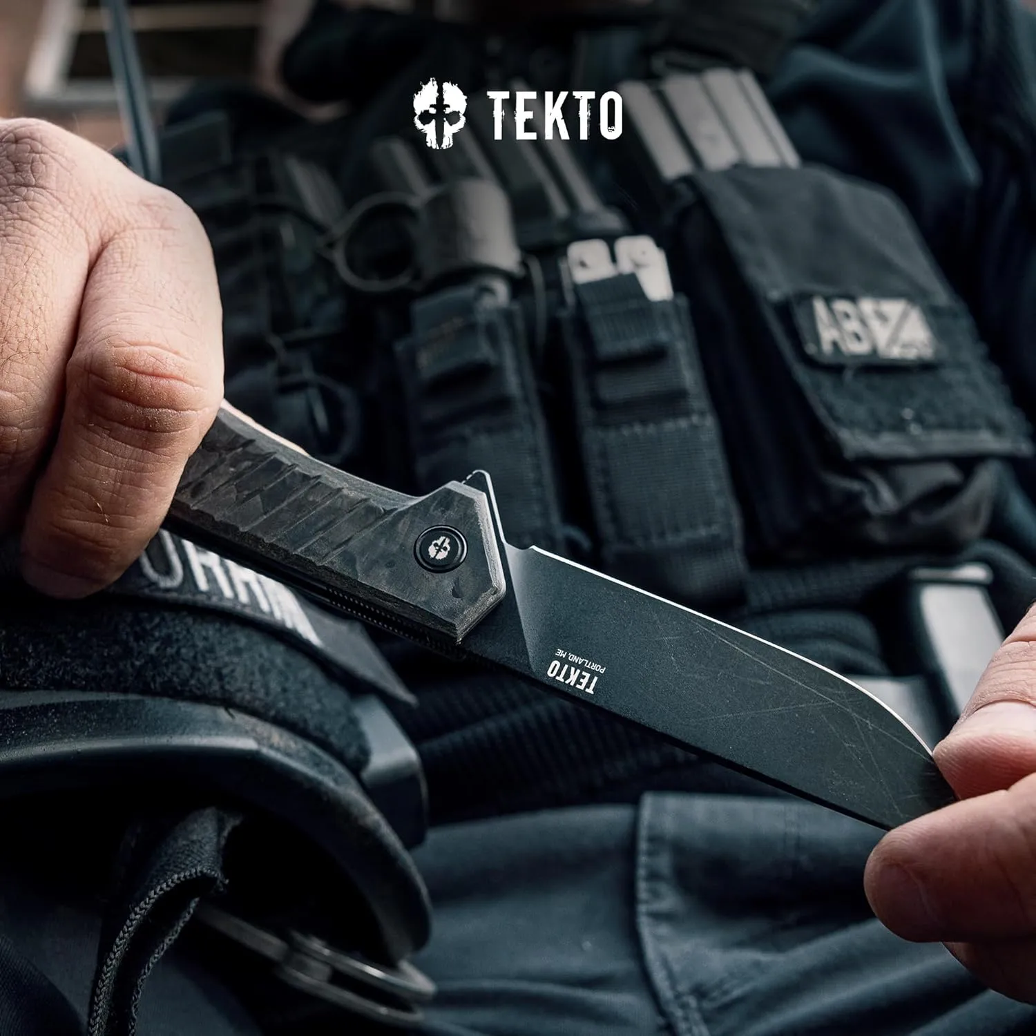 TEKTO F1 Alpha Folding Pocket Knife - 3.1" Titanium-Coated D2 Steel, G10 & Carbon Fiber Handle