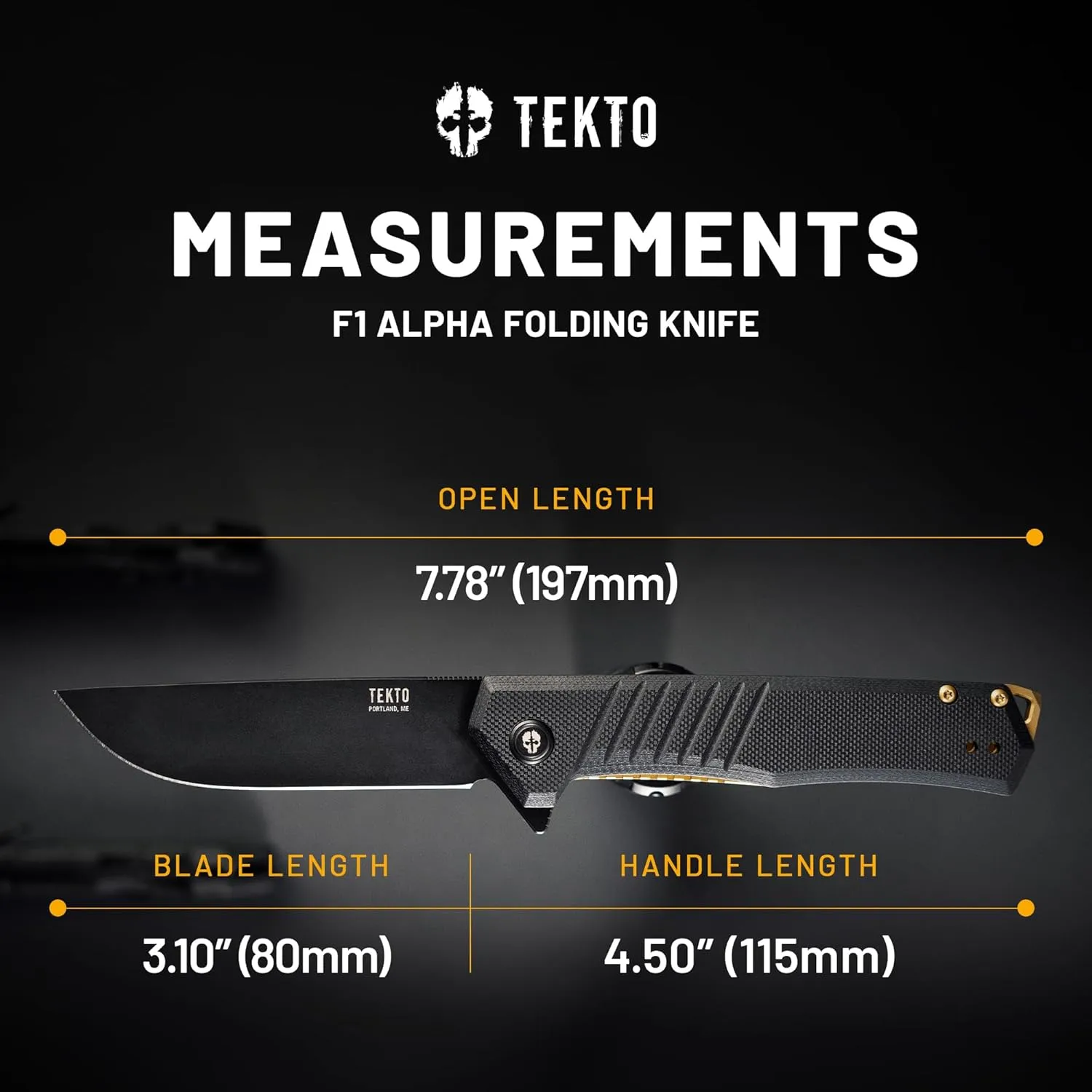 TEKTO F1 Alpha Folding Pocket Knife - 3.1" Titanium-Coated D2 Steel, G10 & Carbon Fiber Handle