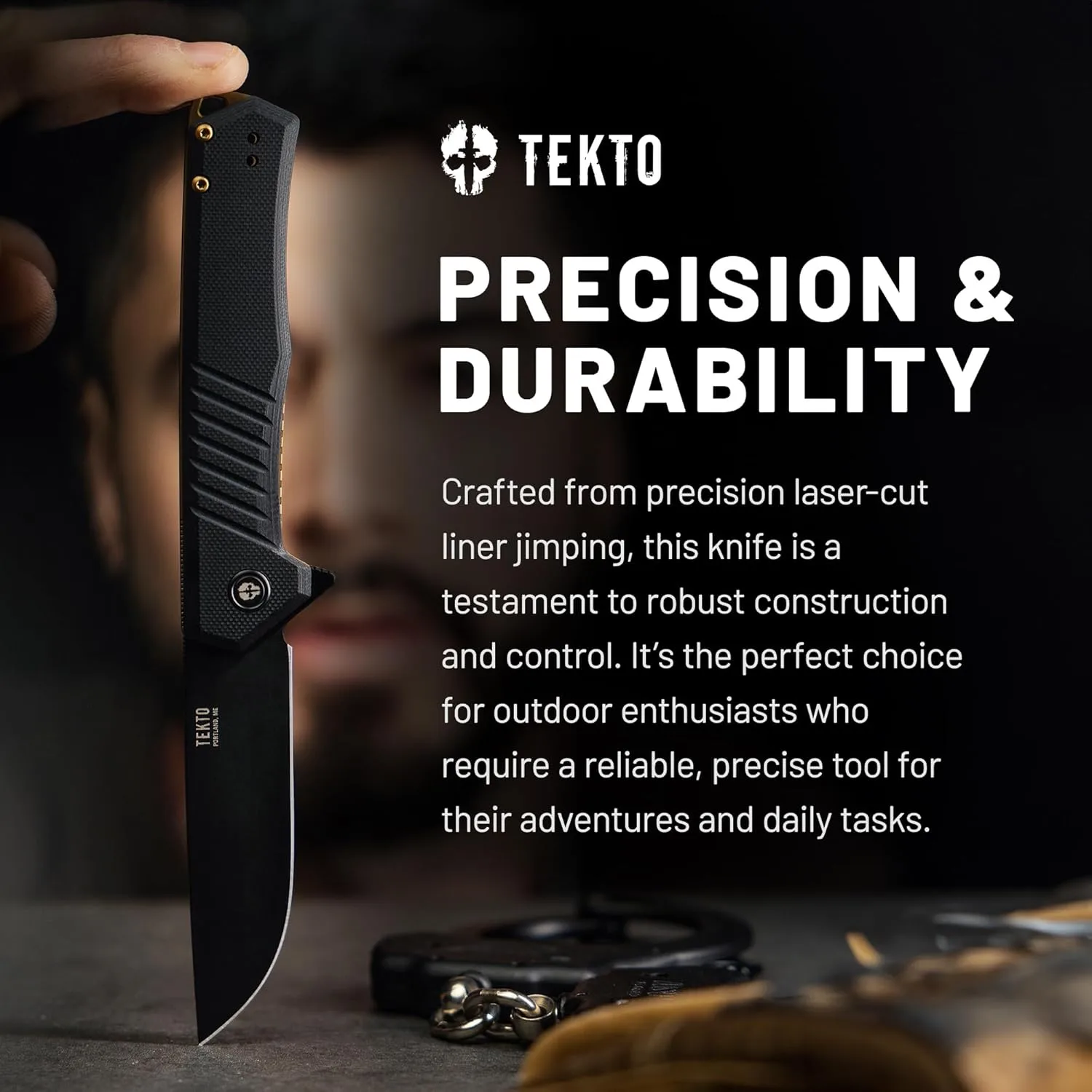 TEKTO F1 Alpha Folding Pocket Knife - 3.1" Titanium-Coated D2 Steel, G10 & Carbon Fiber Handle