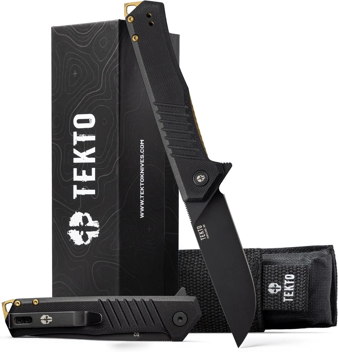 TEKTO F1 Alpha Folding Pocket Knife - 3.1" Titanium-Coated D2 Steel, G10 & Carbon Fiber Handle