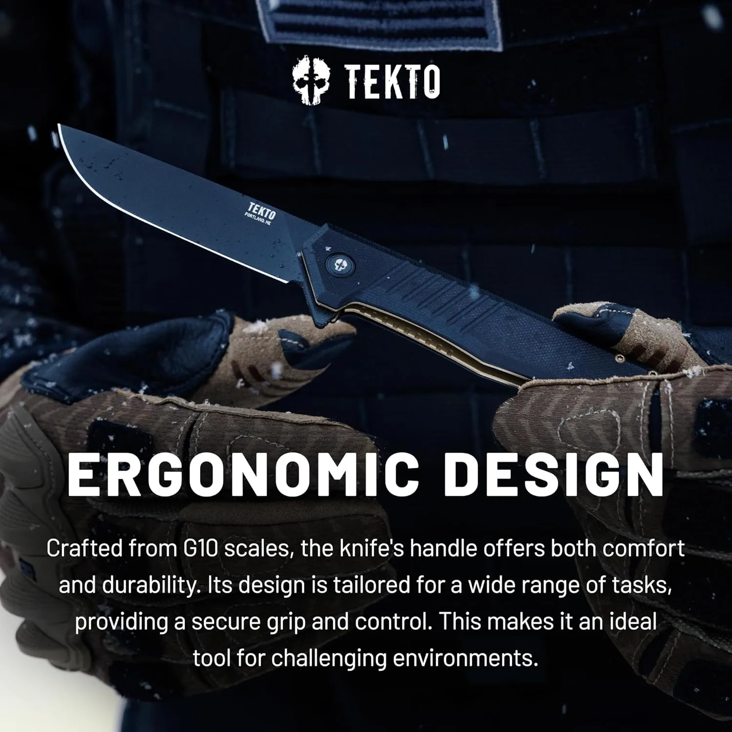 TEKTO F1 Alpha Folding Pocket Knife - 3.1" Titanium-Coated D2 Steel, G10 & Carbon Fiber Handle