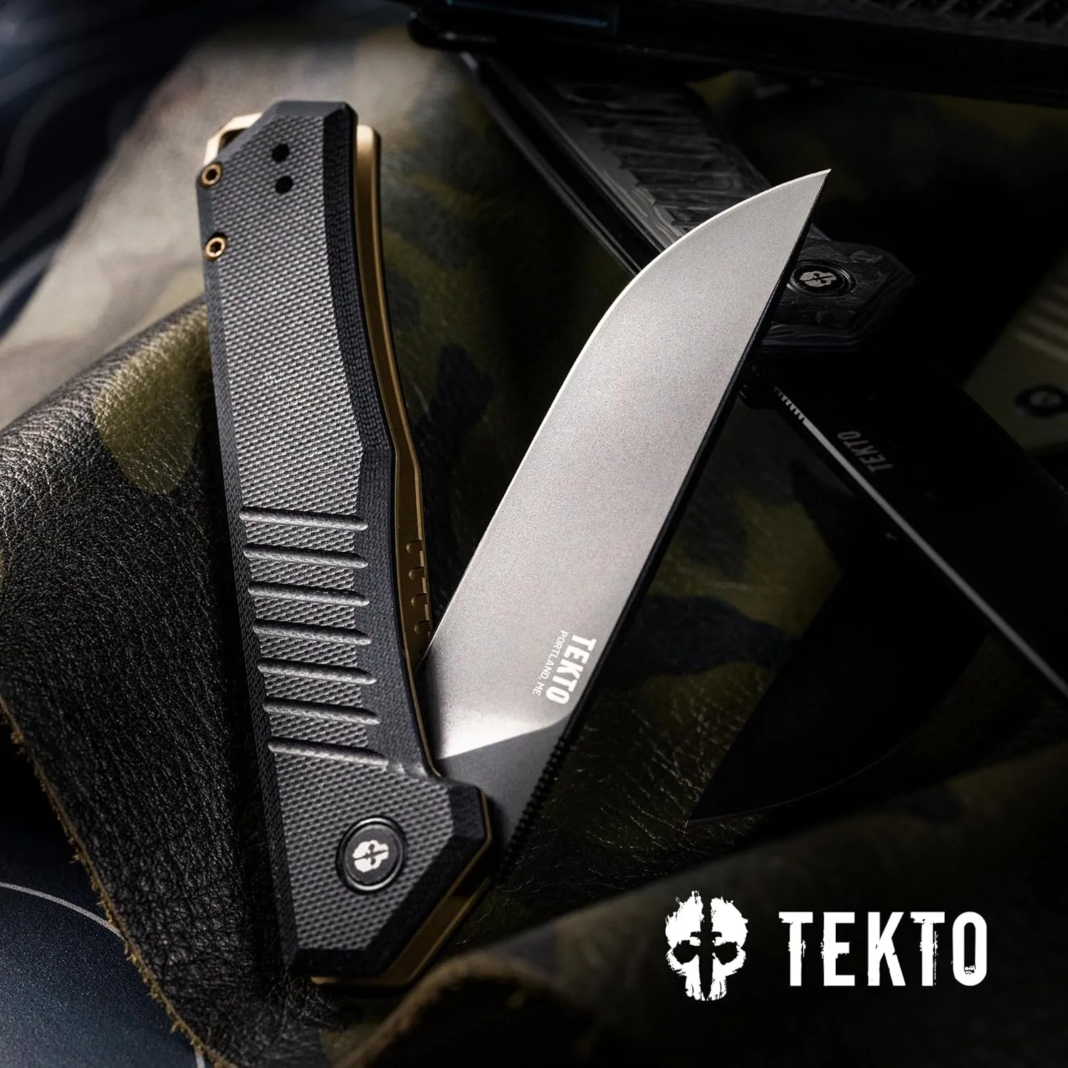 TEKTO F1 Alpha Folding Pocket Knife - 3.1" Titanium-Coated D2 Steel, G10 & Carbon Fiber Handle