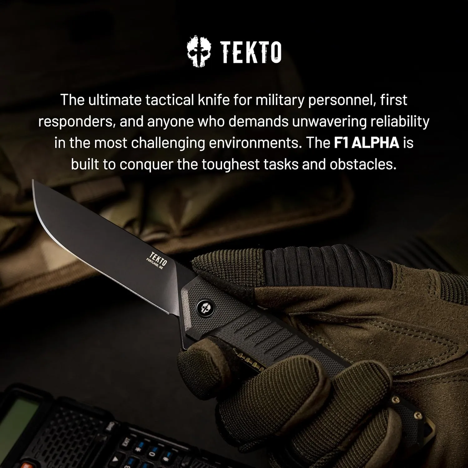 TEKTO F1 Alpha Folding Pocket Knife - 3.1" Titanium-Coated D2 Steel, G10 & Carbon Fiber Handle