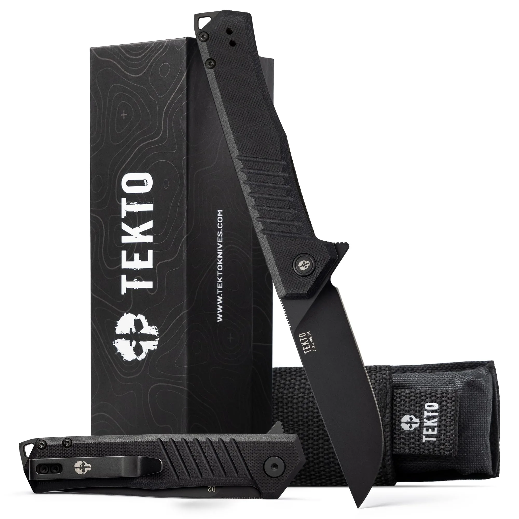 TEKTO F1 Alpha Folding Pocket Knife - 3.1" Titanium-Coated D2 Steel, G10 & Carbon Fiber Handle