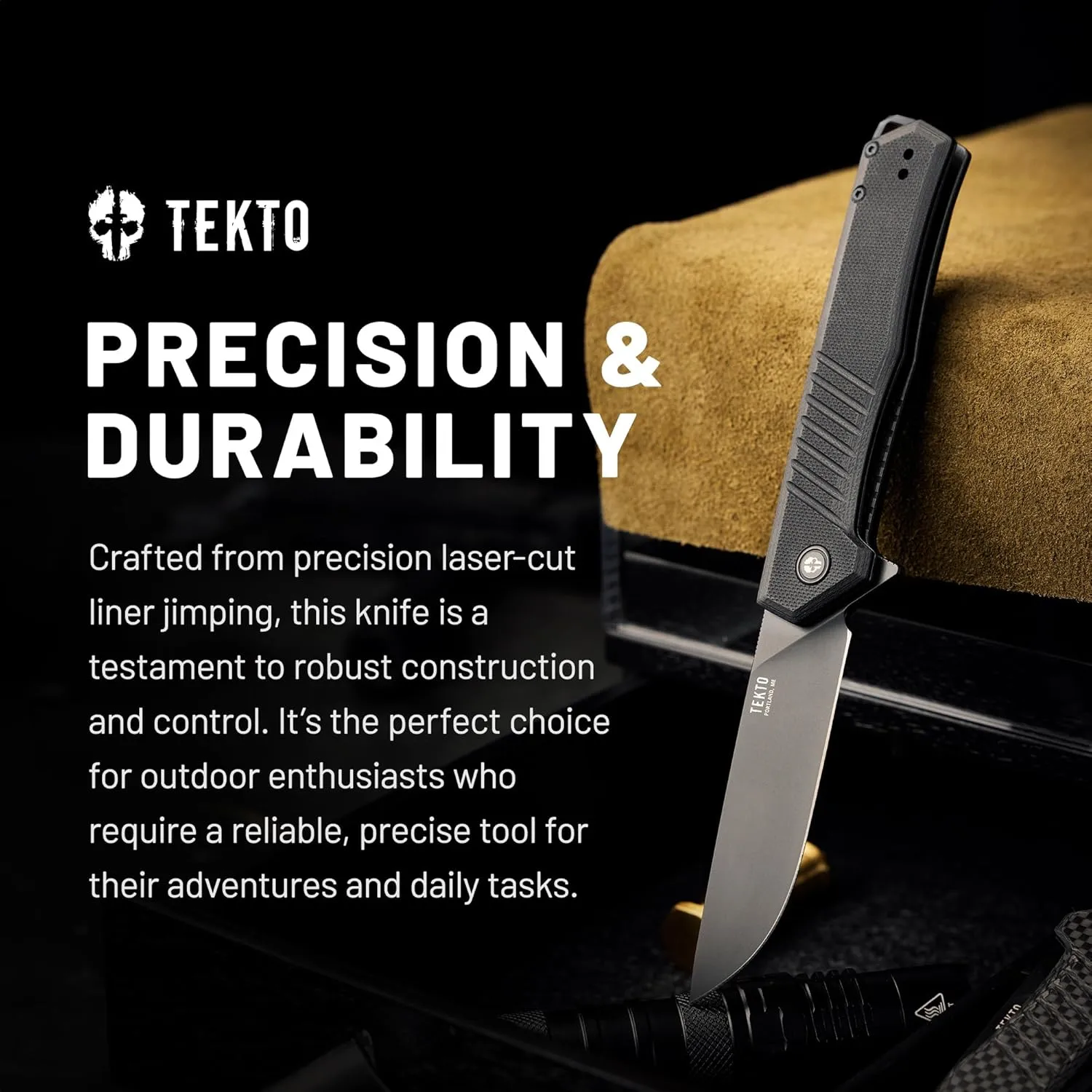 TEKTO F1 Alpha Folding Pocket Knife - 3.1" Titanium-Coated D2 Steel, G10 & Carbon Fiber Handle