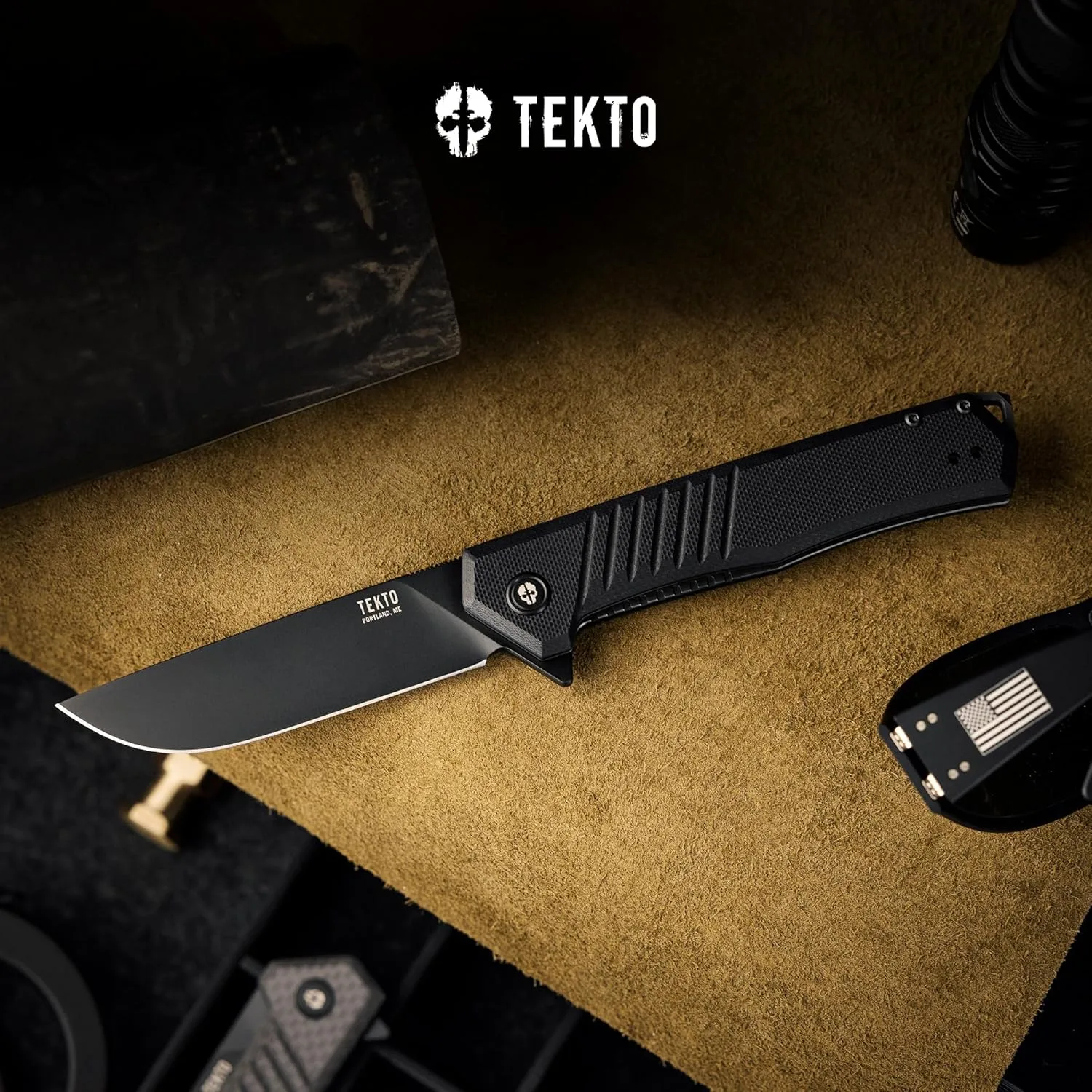 TEKTO F1 Alpha Folding Pocket Knife - 3.1" Titanium-Coated D2 Steel, G10 & Carbon Fiber Handle