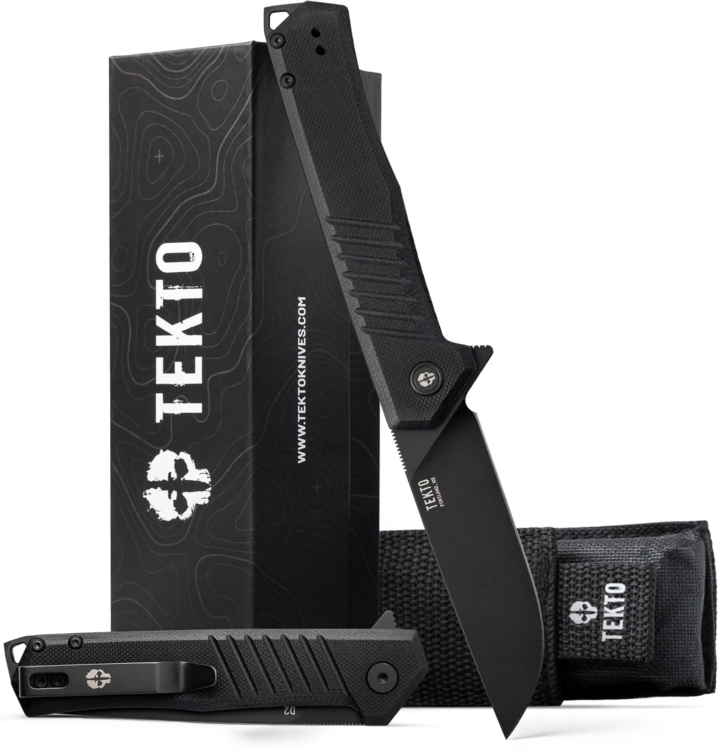 TEKTO F1 Alpha Folding Pocket Knife - 3.1" Titanium-Coated D2 Steel, G10 & Carbon Fiber Handle