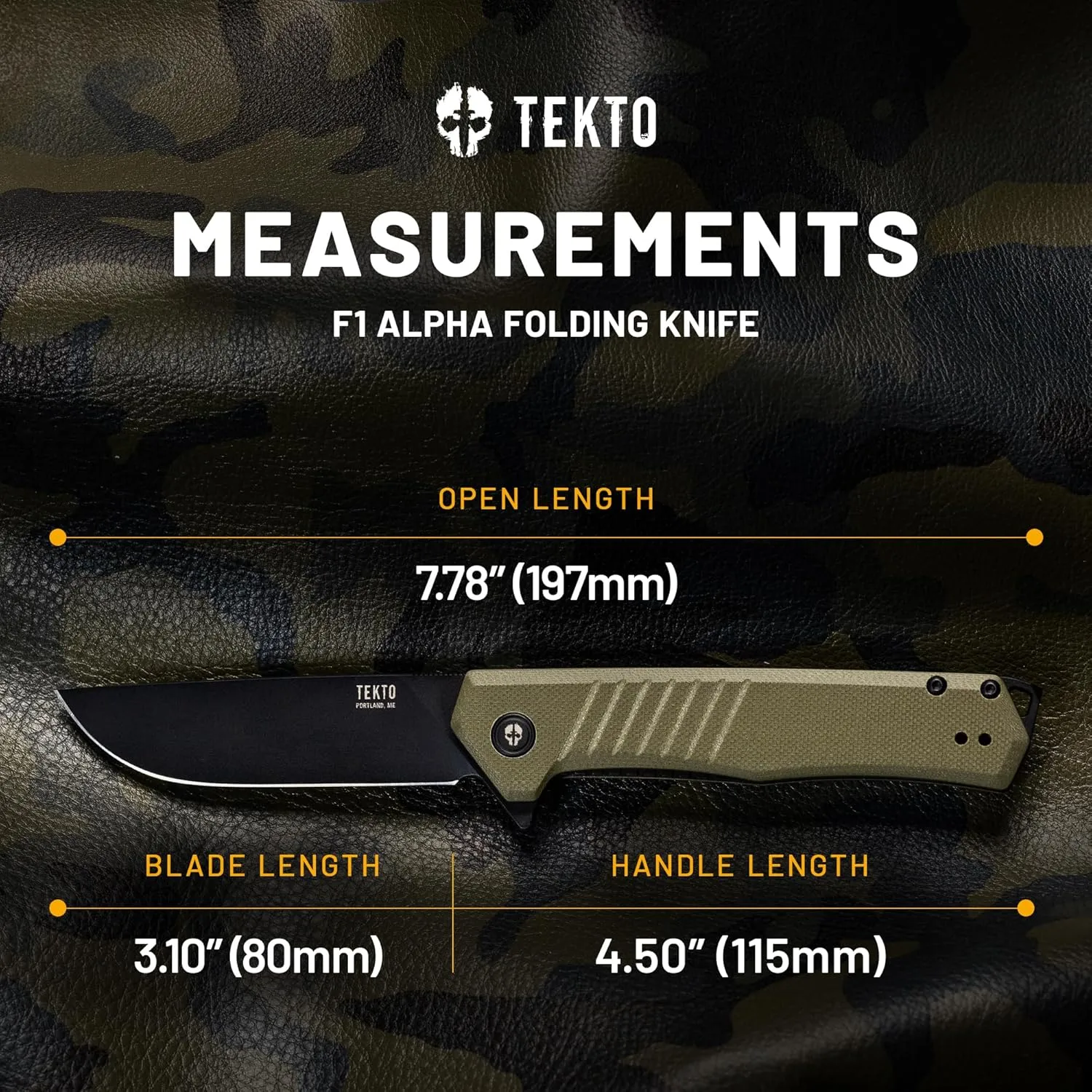 F1 Alpha Folding Pocket Knife - Modified Straight Back Blade, Titanium Coated D2 Steel - Black Titanium Accents