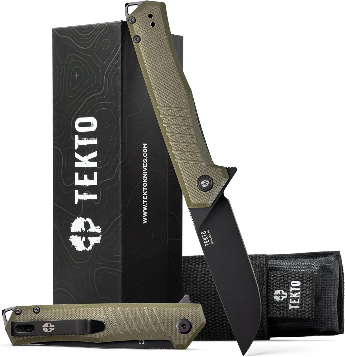 F1 Alpha Folding Pocket Knife - Modified Straight Back Blade, Titanium Coated D2 Steel - Black Titanium Accents