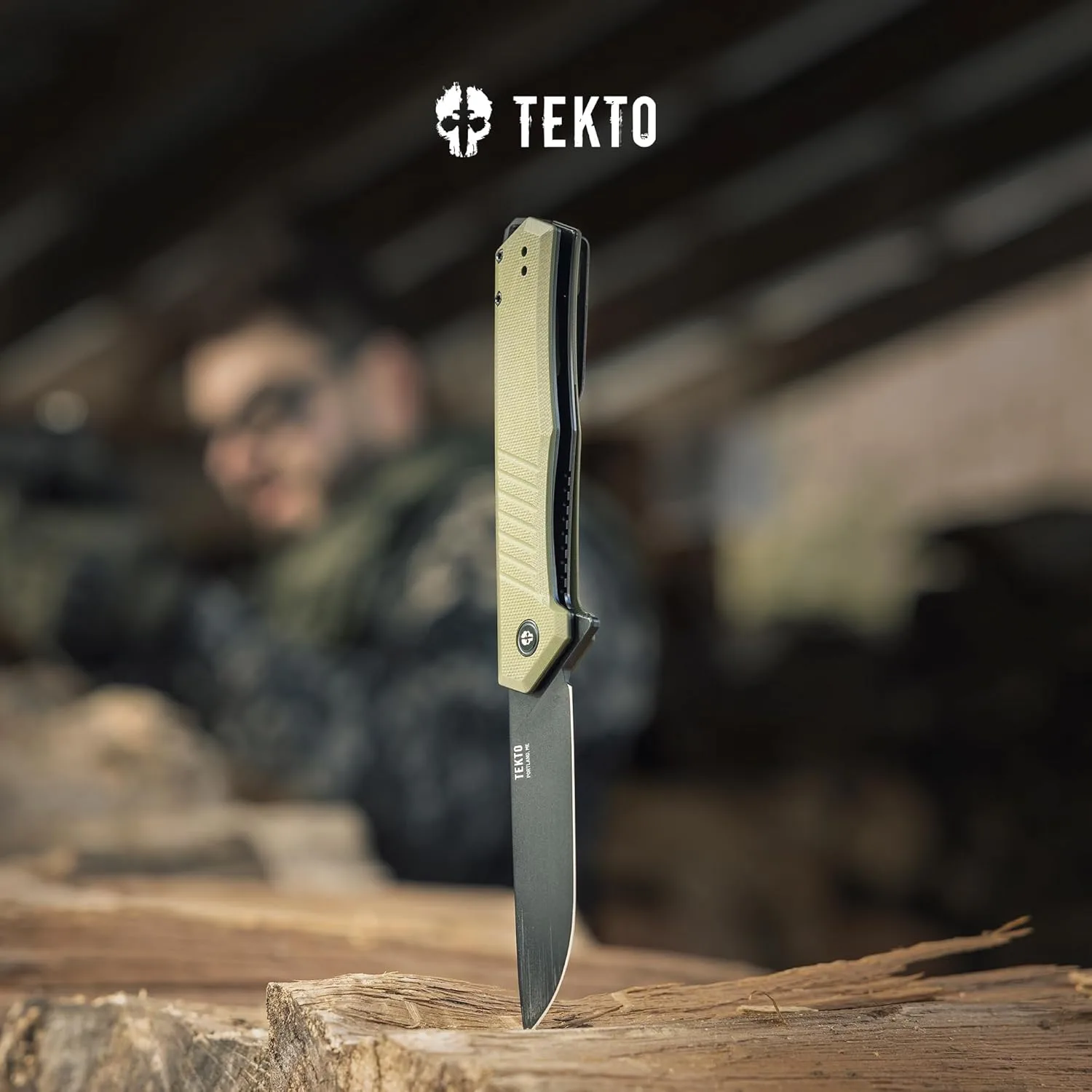 F1 Alpha Folding Pocket Knife - Modified Straight Back Blade, Titanium Coated D2 Steel - Black Titanium Accents