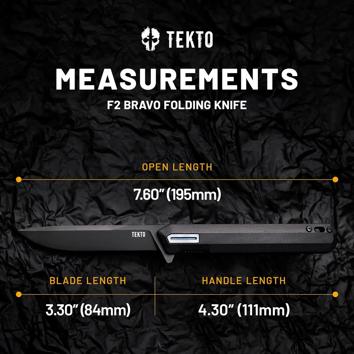 TEKTO F2 Bravo Folding Knife - D2 Steel, Ceramic Ball Bearings