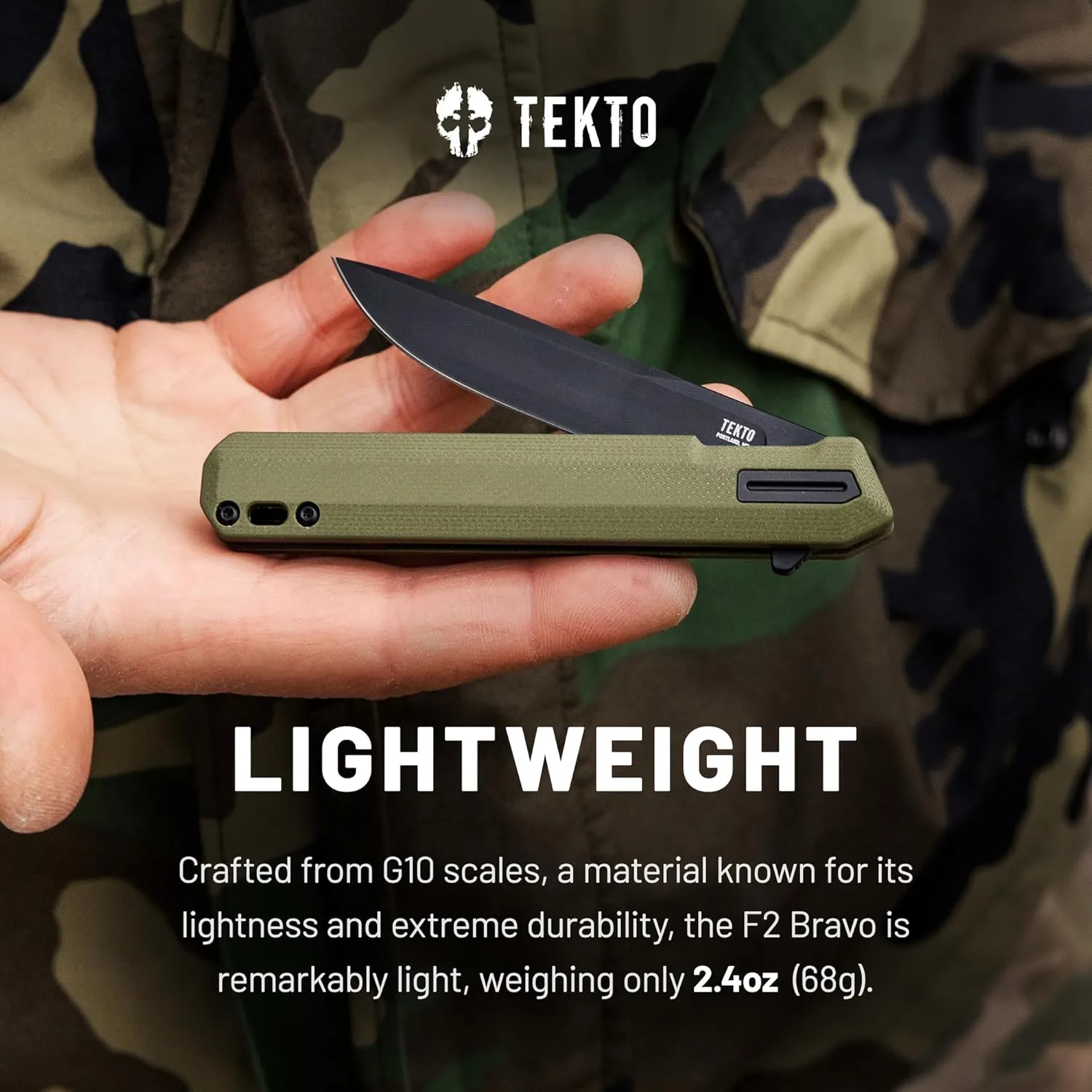 TEKTO F2 Bravo Folding Knife - D2 Steel, Ceramic Ball Bearings