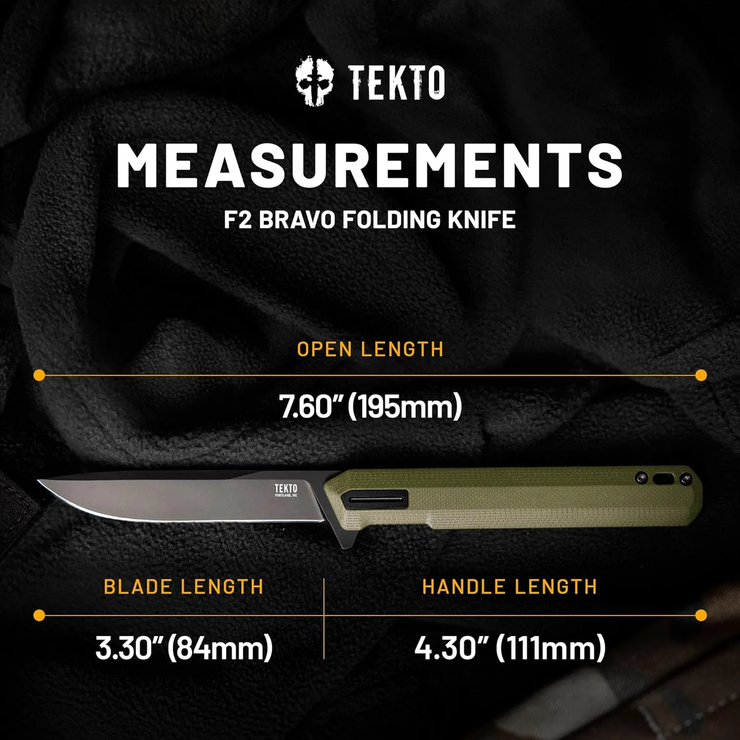 TEKTO F2 Bravo Folding Knife - D2 Steel, Ceramic Ball Bearings