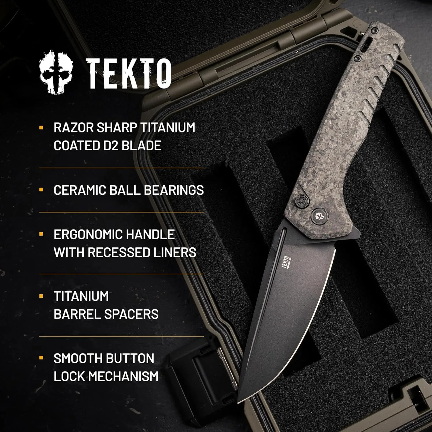 TEKTO F3 Charlie Button Lock Folding Knife