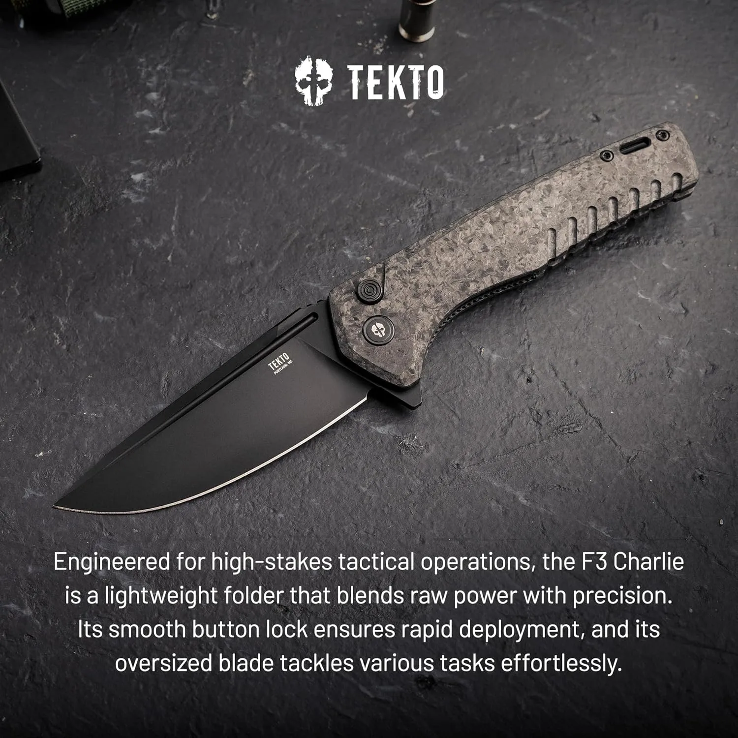 TEKTO F3 Charlie Button Lock Folding Knife